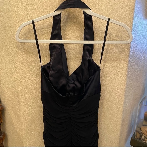 Vtg LAUNDRY Women Black Halter Y2K Maxi Ruched Party Dress Size 6-Made in USA - Picture 6 of 10